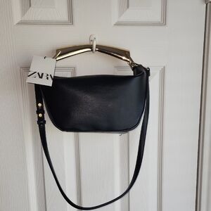 Zara Black and Gold Shoulder Bag